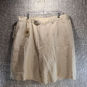 PUSSER'S West Indies Pleated Shorts Size 40 Brown Khaki Linen Blend NWT